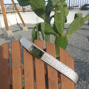 Gianni Versace Authentic quilted silver lthr belt